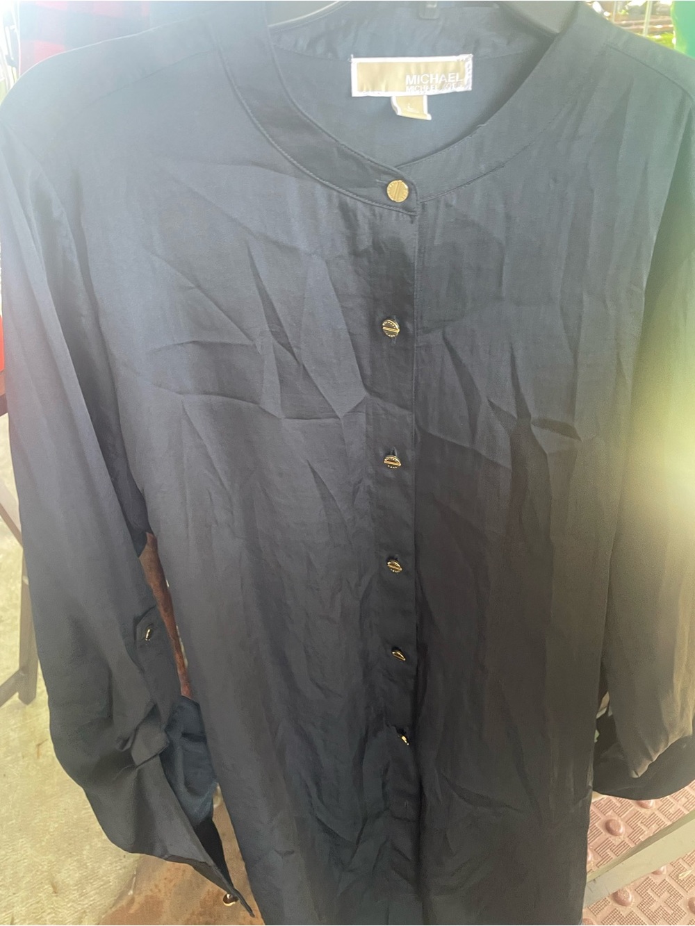 MICHAEL Michael Kors Black Lightweight Button-Front Shirt Jacket